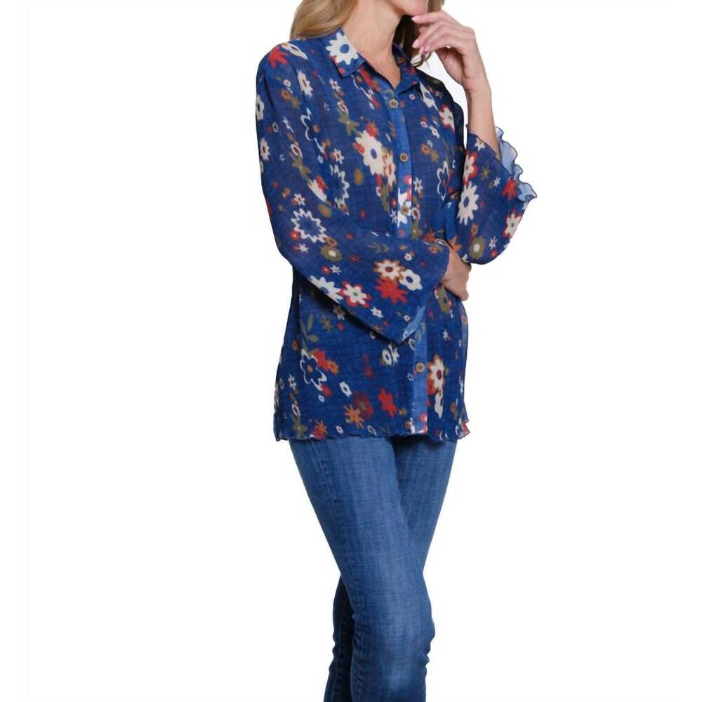 NEW MULTIPLES three-quarter sleeve button front p… - image 4